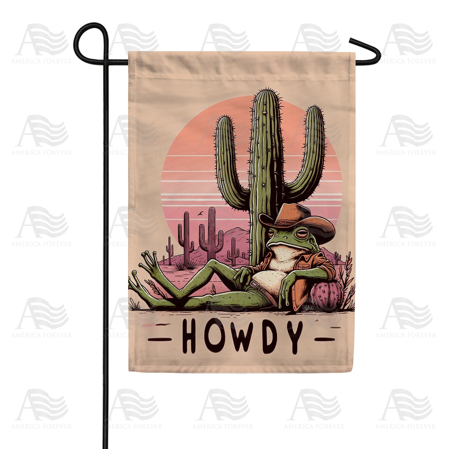 Desert Cowboy Frog Double Sided Garden Flag