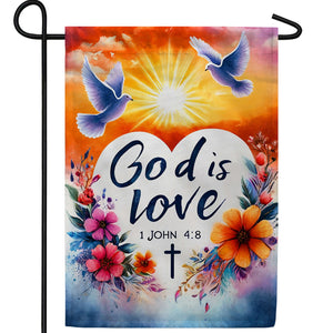 God Is Love Doves Double Sided Garden Flag