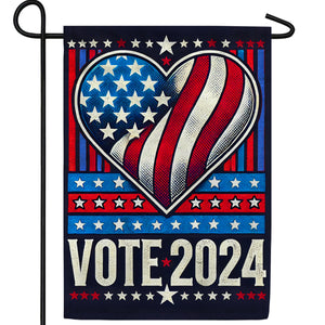 Vote 2024 Patriotic Heart Double Sided Garden Flag