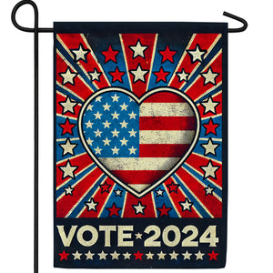 Patriotic Heart Vote 2024 Double Sided Garden Flag