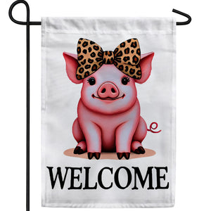 Welcome Pig Double Sided Garden Flag