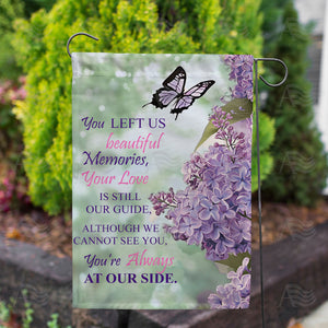 Lilac Butterfly Memorial Double Sided Garden Flag