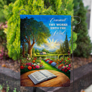 Commit Thy Works Unto The Lord Double Sided Garden Flag