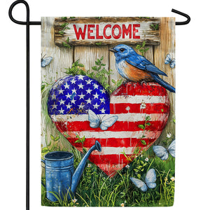 Patriotic Bluebird Welcome Double Sided Garden Flag