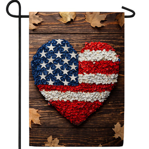 Patriotic Petal Heart Double Sided Garden Flag
