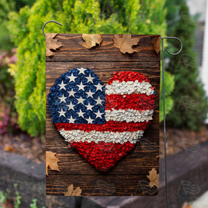 Patriotic Petal Heart Double Sided Garden Flag