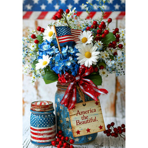 America the Beautiful Mason Jar Double Sided Garden Flag