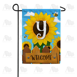 Sunflower Welcome Monogram Double Sided Garden Flag