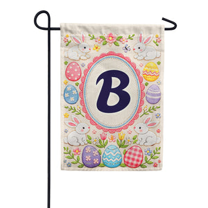 Easter Bunny Monogram Double Sided Garden Flag 12.5" x 18"
