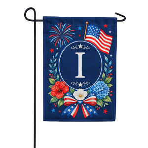 Floral Fireworks Patriotic Monogram Garden Flag