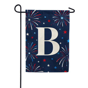 Patriotic Fireworks Monogram Double Sided Garden Flag - 12.5" x 18"