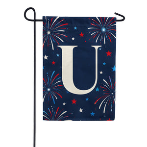 Patriotic Fireworks Monogram Double Sided Garden Flag - 12.5" x 18"