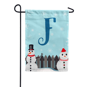 Let It Snow Backyard Snowmen Monogram Double Sided Garden Flag