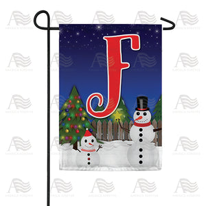 Snowman Christmas Tree Monogram Double Sided Garden Flag