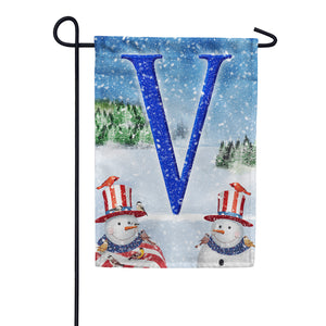 Uncle Snowman Double Sided Monogram Garden Flag