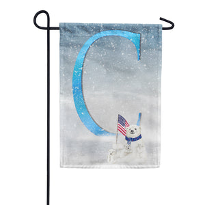 Polar Bear Snow Family Double Sided Monogram Garden Flag