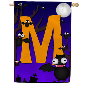 Crazy Bat Party Monogram Double Sided House Flag