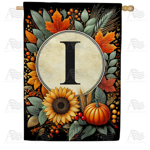Sunflower Pumpkin Monogram House Flag