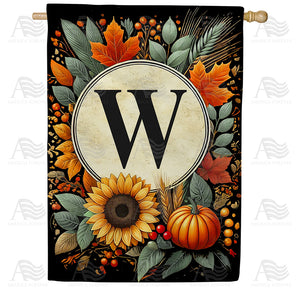 Sunflower Pumpkin Monogram House Flag