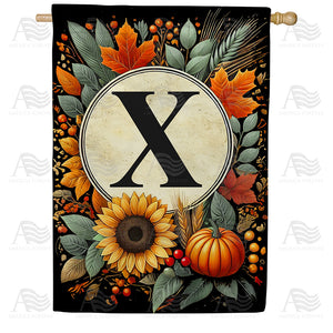 Sunflower Pumpkin Monogram House Flag