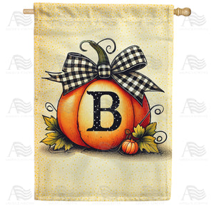 Fall Pumpkin Monogram House Flag