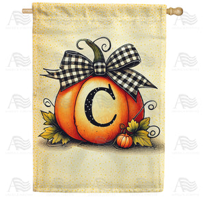 Fall Pumpkin Monogram House Flag