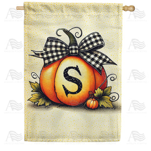 Fall Pumpkin Monogram House Flag
