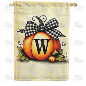 Fall Pumpkin Monogram House Flag