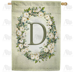 Sage Floral Monogram Double Sided House Flag