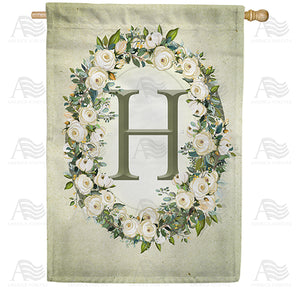 Sage Floral Monogram Double Sided House Flag