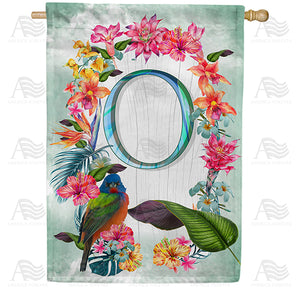 Island Flowers Monogram Double Sided House Flag
