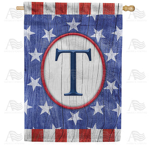 All American Old Wood Monogram Double Sided House Flag