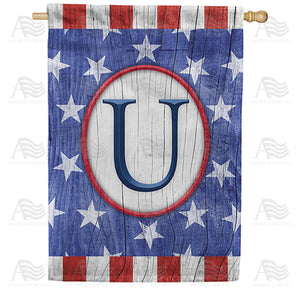 All American Old Wood Monogram Double Sided House Flag