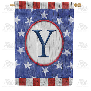 All American Old Wood Monogram Double Sided House Flag