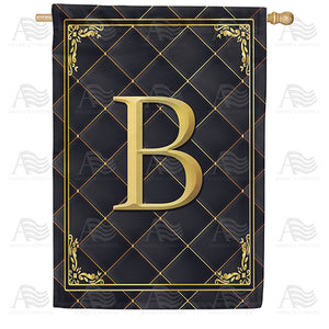 Quilted Royalty Monogram Double Sided House Flag