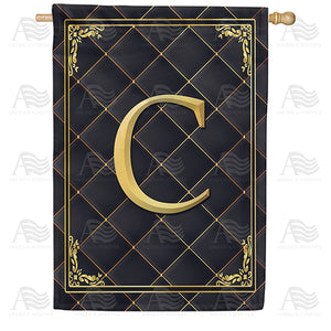 Quilted Royalty Monogram Double Sided House Flag