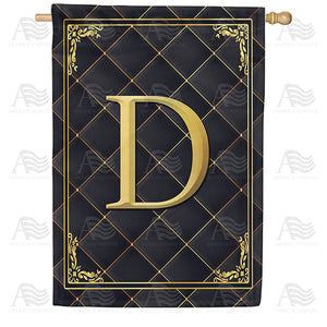 Quilted Royalty Monogram Double Sided House Flag