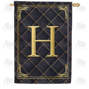 Quilted Royalty Monogram Double Sided House Flag