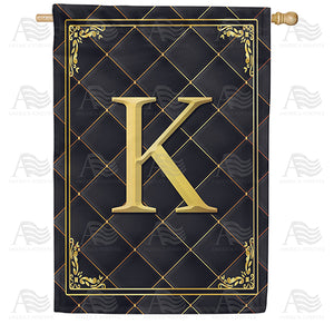 Quilted Royalty Monogram Double Sided House Flag