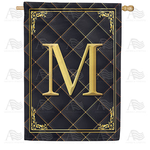 Quilted Royalty Monogram Double Sided House Flag