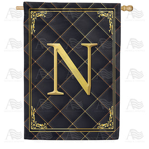 Quilted Royalty Monogram Double Sided House Flag
