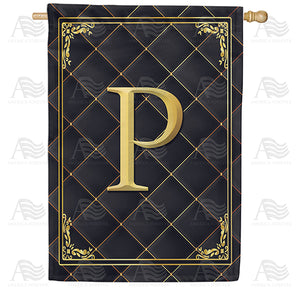 Quilted Royalty Monogram Double Sided House Flag