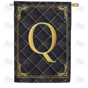 Quilted Royalty Monogram Double Sided House Flag