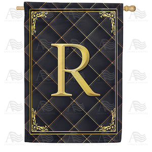 Quilted Royalty Monogram Double Sided House Flag