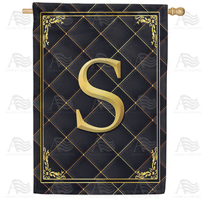 Quilted Royalty Monogram Double Sided House Flag