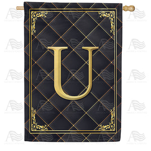 Quilted Royalty Monogram Double Sided House Flag