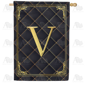 Quilted Royalty Monogram Double Sided House Flag