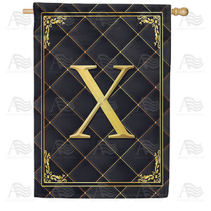 Quilted Royalty Monogram Double Sided House Flag