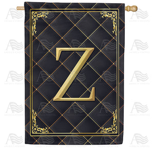 Quilted Royalty Monogram Double Sided House Flag