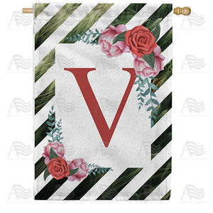 White Lattice Monogram Double Sided House Flag